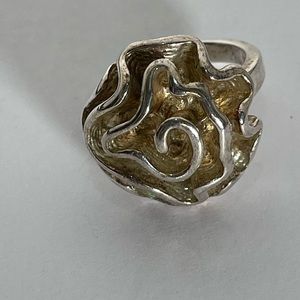 Vintage Sterling Silver Rose Ruffle Ring Size 6.25